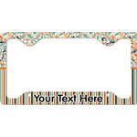Orange Blue Swirls & Stripes License Plate Frame - Style C (Personalized)