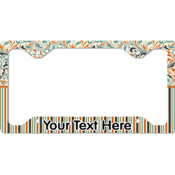 Orange Blue Swirls & Stripes License Plate Frame - Style C (Personalized)