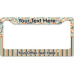 Orange Blue Swirls & Stripes License Plate Frame - Style B (Personalized)