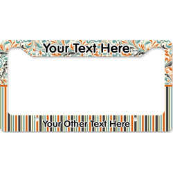 Orange Blue Swirls & Stripes License Plate Frame - Style B (Personalized)