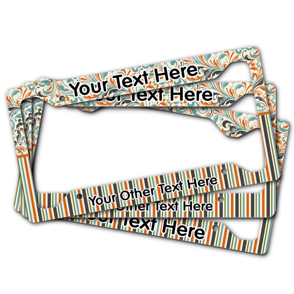 Orange Blue Swirls & Stripes License Plate Frames - (PARENT MAIN)