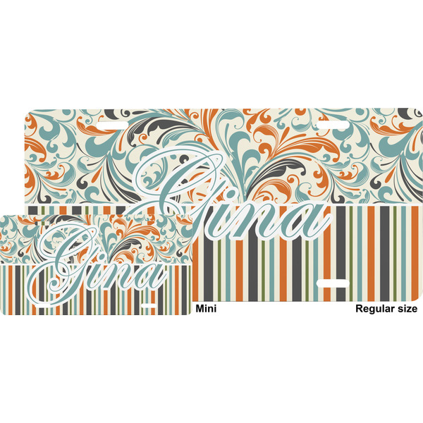 Orange Blue Swirls & Stripes License Plate (Sizes)