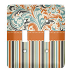 Orange Blue Swirls & Stripes Light Switch Cover (2 Toggle Plate)