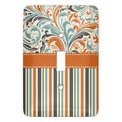 Orange Blue Swirls & Stripes Light Switch Cover (Personalized)