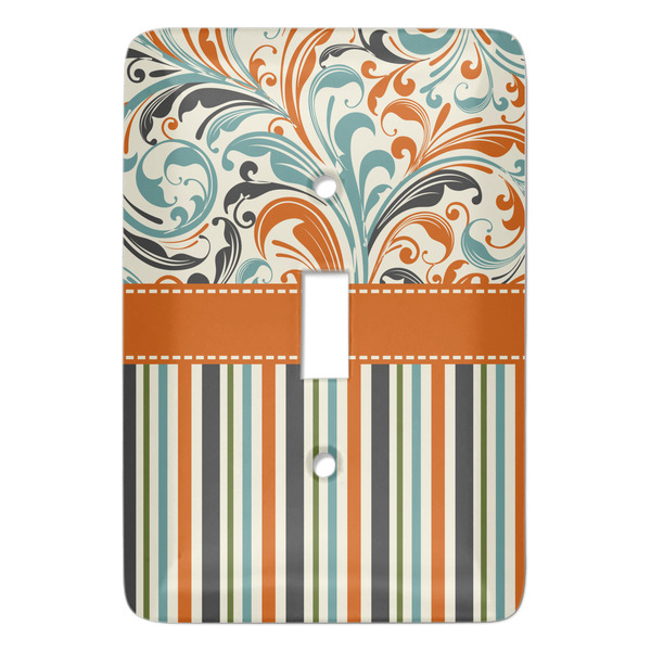 Custom Orange Blue Swirls & Stripes Light Switch Cover