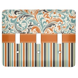Orange Blue Swirls & Stripes Light Switch Cover (3 Toggle Plate)