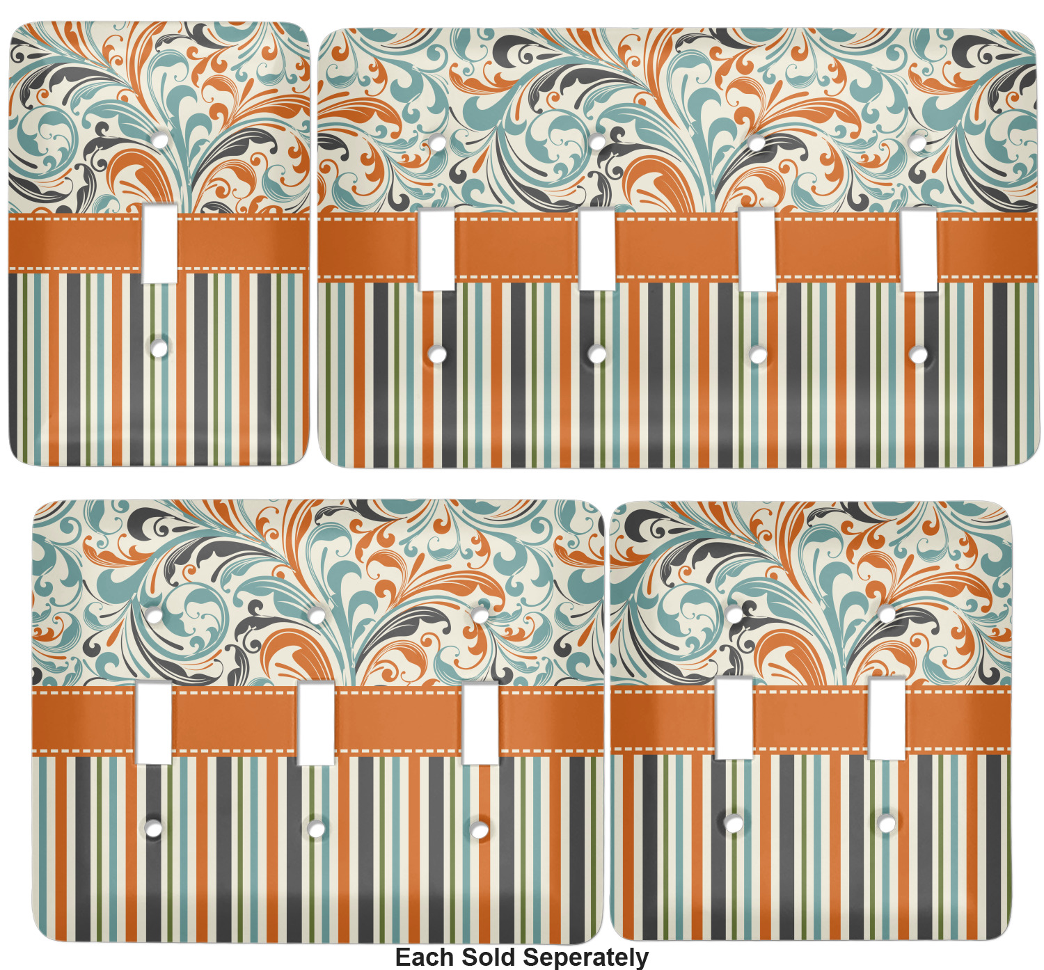 Orange Blue Swirls & Stripes Light Switch Covers (Personalized