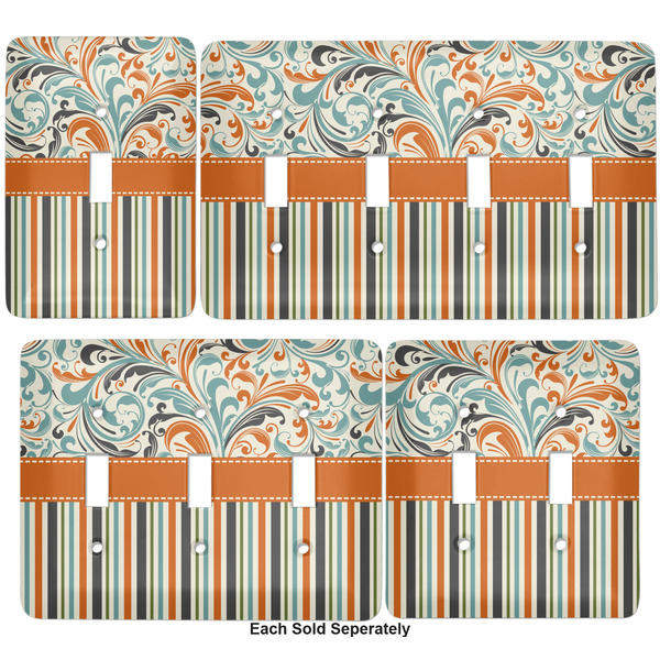 Orange Blue Swirls & Stripes Light Switch Covers all sizes