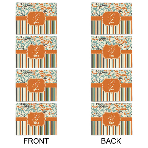 Orange Blue Swirls & Stripes Linen Placemat - APPROVAL Set of 4 (double sided)