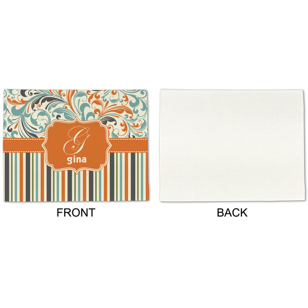 Orange Blue Swirls & Stripes Linen Placemat - APPROVAL Single (single sided)