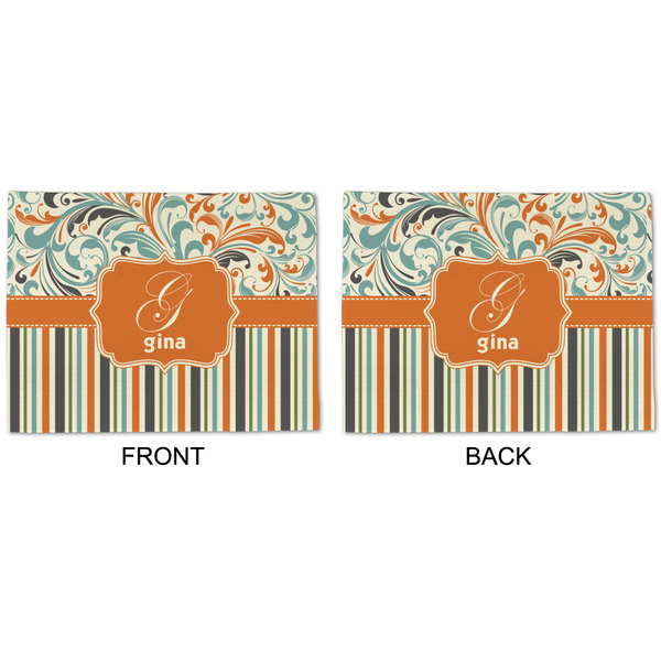 Orange Blue Swirls & Stripes Linen Placemat - APPROVAL (double sided)