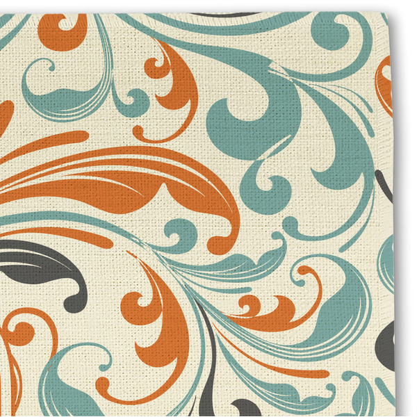 Orange Blue Swirls & Stripes Linen Placemat - DETAIL