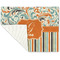 Orange Blue Swirls & Stripes Linen Placemat - Folded Corner (single side)