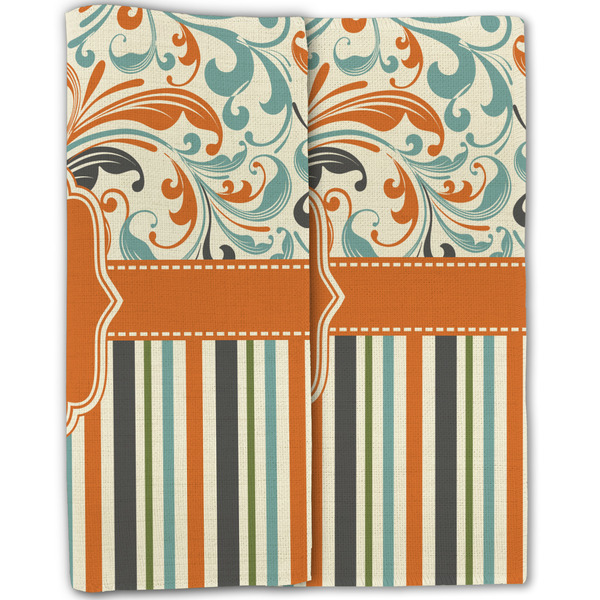 Orange Blue Swirls & Stripes Linen Placemat - Folded Half (double sided)