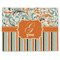 Orange Blue Swirls & Stripes Linen Placemat - Front