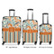 Orange Blue Swirls & Stripes Luggage Bags all sizes - With Handle