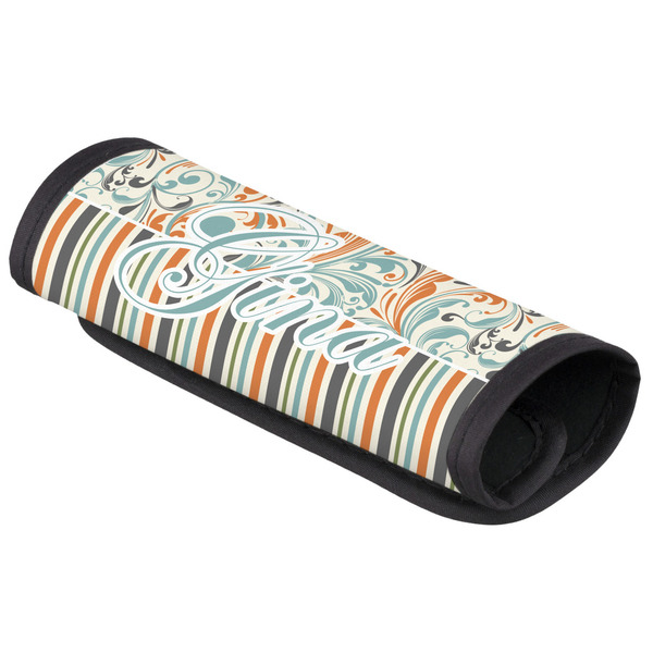 Custom Orange Blue Swirls & Stripes Luggage Handle Cover (Personalized)