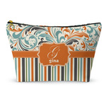 Orange Blue Swirls & Stripes Makeup Bag (Personalized)