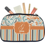 Orange Blue Swirls & Stripes Makeup / Cosmetic Bag - Medium (Personalized)