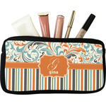 Orange Blue Swirls & Stripes Makeup / Cosmetic Bag - Small (Personalized)
