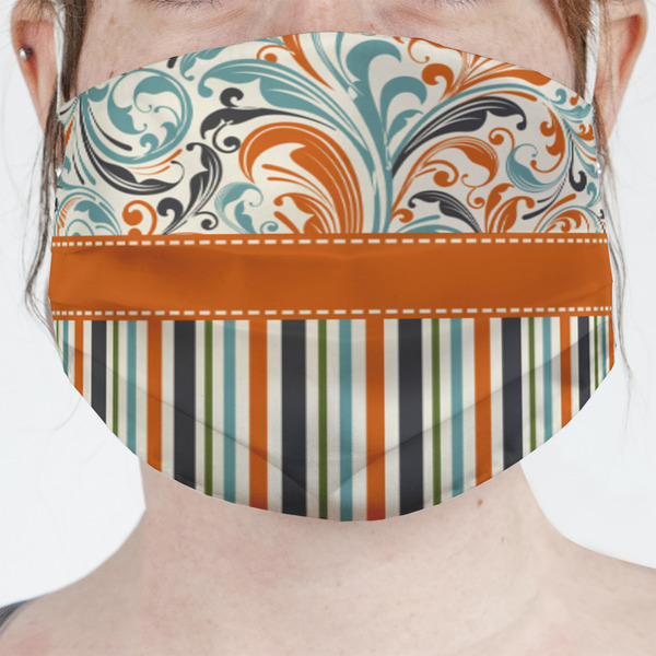 Custom Orange Blue Swirls & Stripes Face Mask Cover