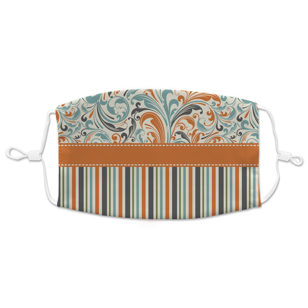 Custom Orange Blue Swirls & Stripes Adult Cloth Face Mask - XLarge