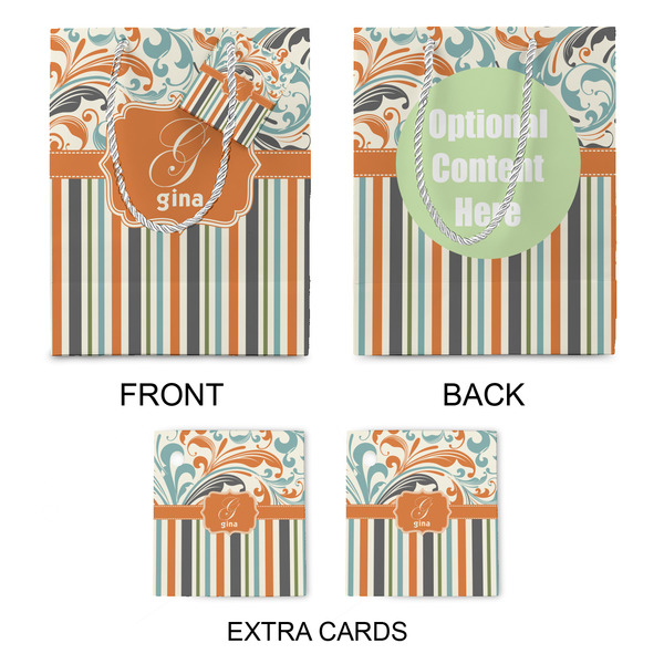 Orange Blue Swirls & Stripes Medium Gift Bag - Approval