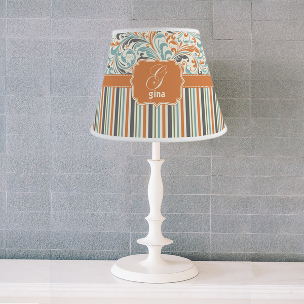 Orange Blue Swirls & Stripes Poly Film Empire Lampshade - Lifestyle