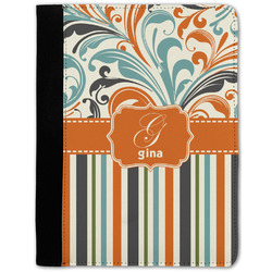 Orange Blue Swirls & Stripes Notebook Padfolio - Medium w/ Name and Initial
