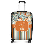 Orange Blue Swirls & Stripes Suitcase - 24" Medium - Checked (Personalized)