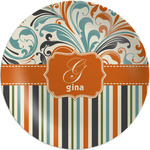 Orange Blue Swirls & Stripes Melamine Plate (Personalized)