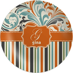 Orange Blue Swirls & Stripes Melamine Salad Plate - 8" (Personalized)