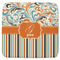 Orange Blue Swirls & Stripes Memory Foam Bath Mat - 48"x48" (Personalized)