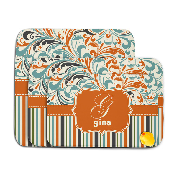 Orange Blue Swirls & Stripes Memory Foam Bath Mat - MAIN PARENT