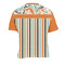 Orange Blue Swirls & Stripes Men's Crew Neck T Shirt Medium - Back