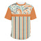 Orange Blue Swirls & Stripes Men's Crew Neck T Shirt Medium - Main