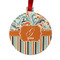 Orange Blue Swirls & Stripes Metal Ball Ornament - Front
