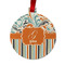 Orange Blue Swirls & Stripes Metal Ball Ornament - Double Sided w/ Name and Initial