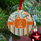 Orange Blue Swirls & Stripes Metal Ball Ornament - Lifestyle