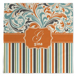 Orange Blue Swirls & Stripes Microfiber Dish Towel (Personalized)