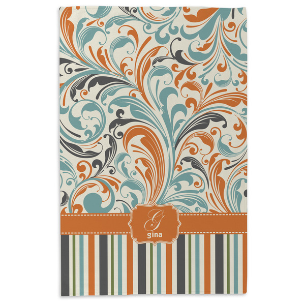Orange Blue Swirls & Stripes Microfiber Dish Towel - APPROVAL