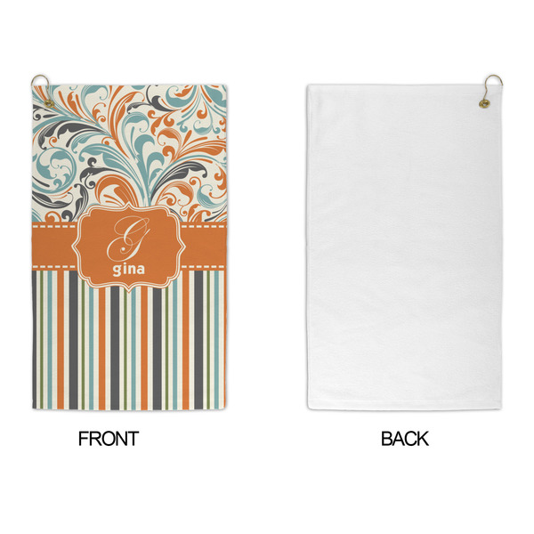 Orange Blue Swirls & Stripes Microfiber Golf Towels - APPROVAL