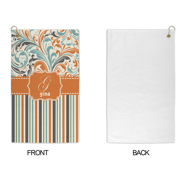 Orange Blue Swirls & Stripes Microfiber Golf Towels - APPROVAL