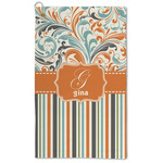 Orange Blue Swirls & Stripes Microfiber Golf Towel - Large (Personalized)