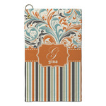 Orange Blue Swirls & Stripes Microfiber Golf Towel - Small (Personalized)