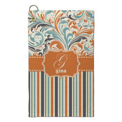 Orange Blue Swirls & Stripes Microfiber Golf Towel - Small (Personalized)