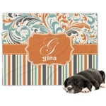 Orange Blue Swirls & Stripes Dog Blanket - Large (Personalized)