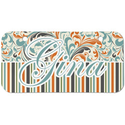 Orange Blue Swirls & Stripes Mini/Bicycle License Plate (2 Holes) (Personalized)
