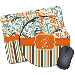 Orange Blue Swirls & Stripes Mouse Pad (Personalized)