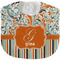 Orange Blue Swirls & Stripes Velour Baby Bib w/ Name and Initial
